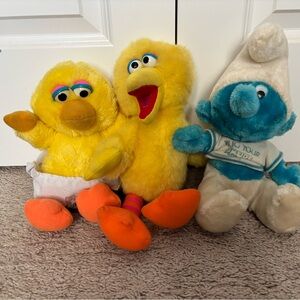 Sesame Street and Smurfs Plush Toy Set - Yellow, Blue, Orange